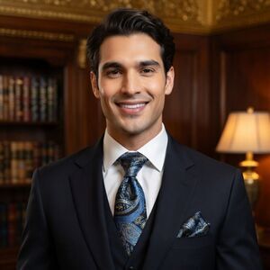 SetSense Classic 48” in Day Cravat & Pocket Square 100% Silk Black Blue Paisley